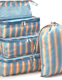 Bliss Travel Packing Cubes - 3 Pack/4 Pack/5 Pack Compact Suitcase Organizer, Durable Mesh Front Travel Cubes for Packing, Organizer Bags for Clothes, Toiletries, Cosmetics, Laundry, 5PCAmalfiVibes