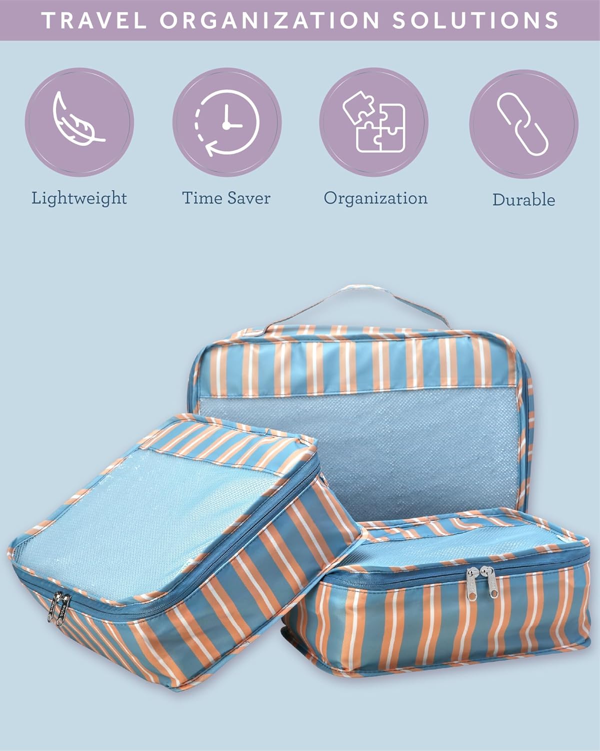 Bliss Travel Packing Cubes - 3 Pack/4 Pack/5 Pack Compact Suitcase Organizer, Durable Mesh Front Travel Cubes for Packing, Organizer Bags for Clothes, Toiletries, Cosmetics, Laundry, 5PCAmalfiVibes - Image 2