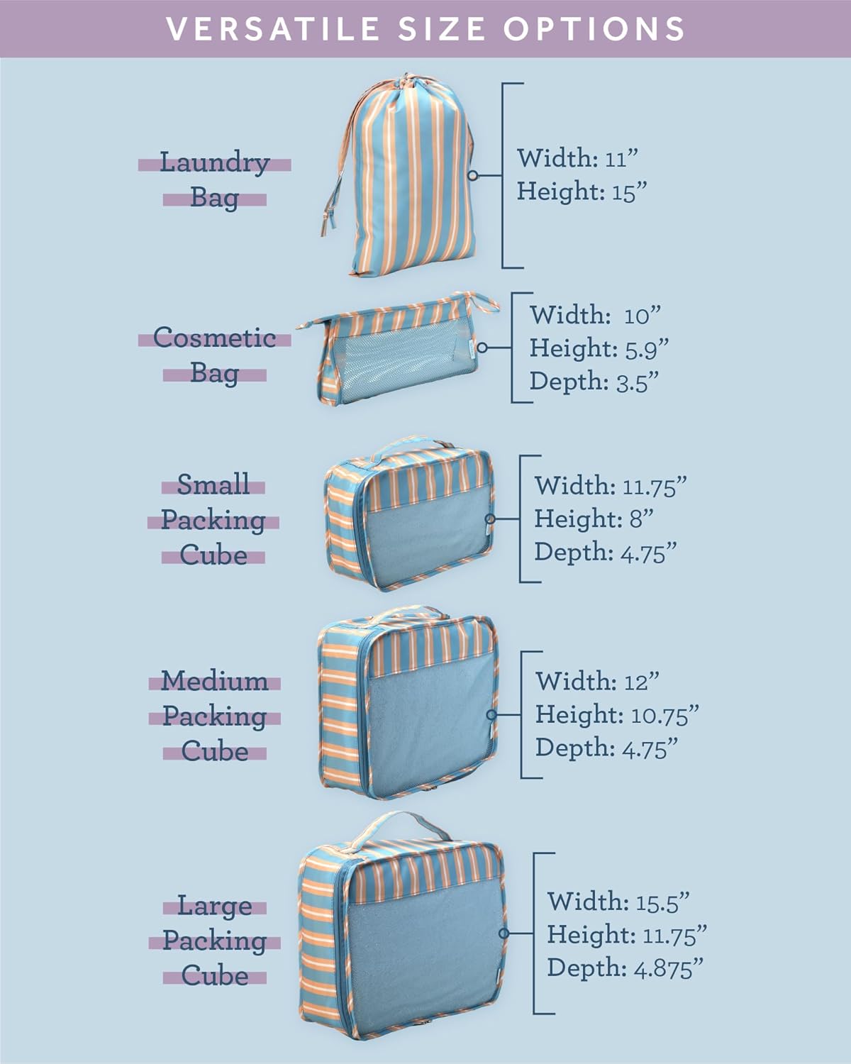 Bliss Travel Packing Cubes - 3 Pack/4 Pack/5 Pack Compact Suitcase Organizer, Durable Mesh Front Travel Cubes for Packing, Organizer Bags for Clothes, Toiletries, Cosmetics, Laundry, 5PCAmalfiVibes - Image 3