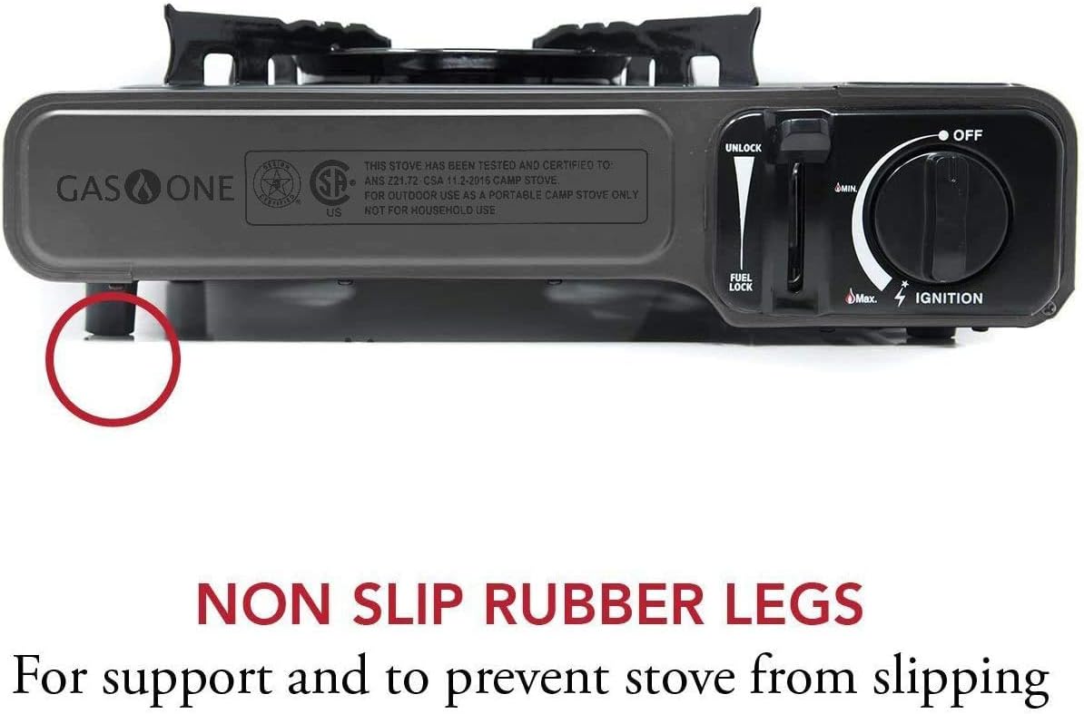 Gas One Portable Butane Camping Stove with Case: Automatic Ignition, Precise Heat Control - Camping & Tailgating and Outdoor Cooking - Image 3