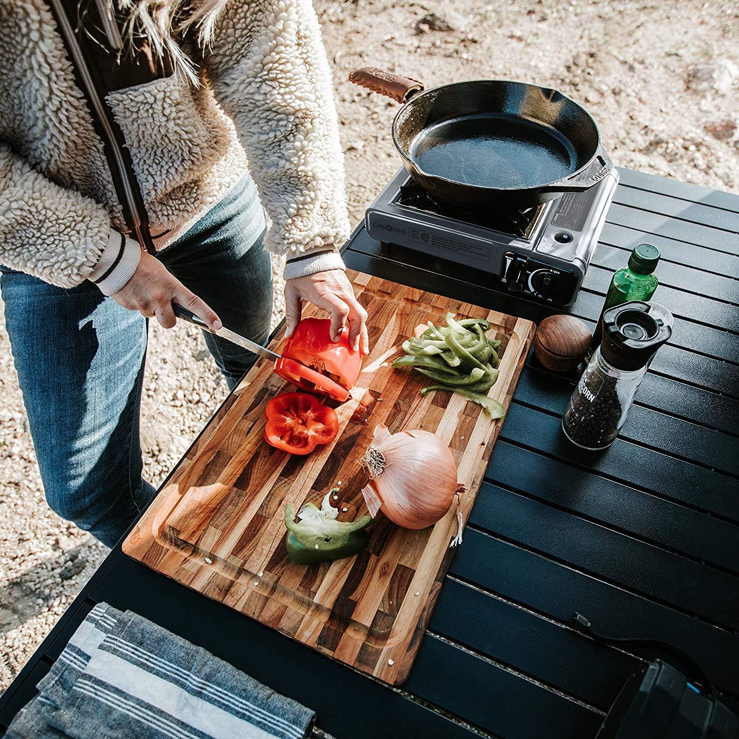 Gas One Portable Butane Camping Stove with Case: Automatic Ignition, Precise Heat Control - Camping & Tailgating and Outdoor Cooking - Image 6